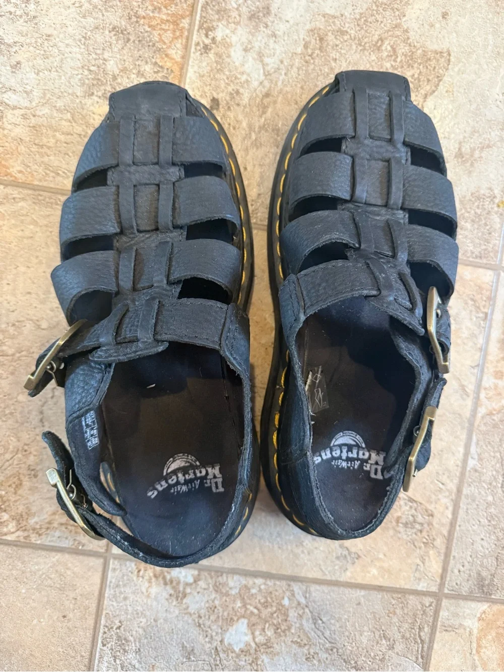 Dr. Martens Fisherman Sandals Womens 8 Black Leather Platform Chunky Y2K Wrenlie